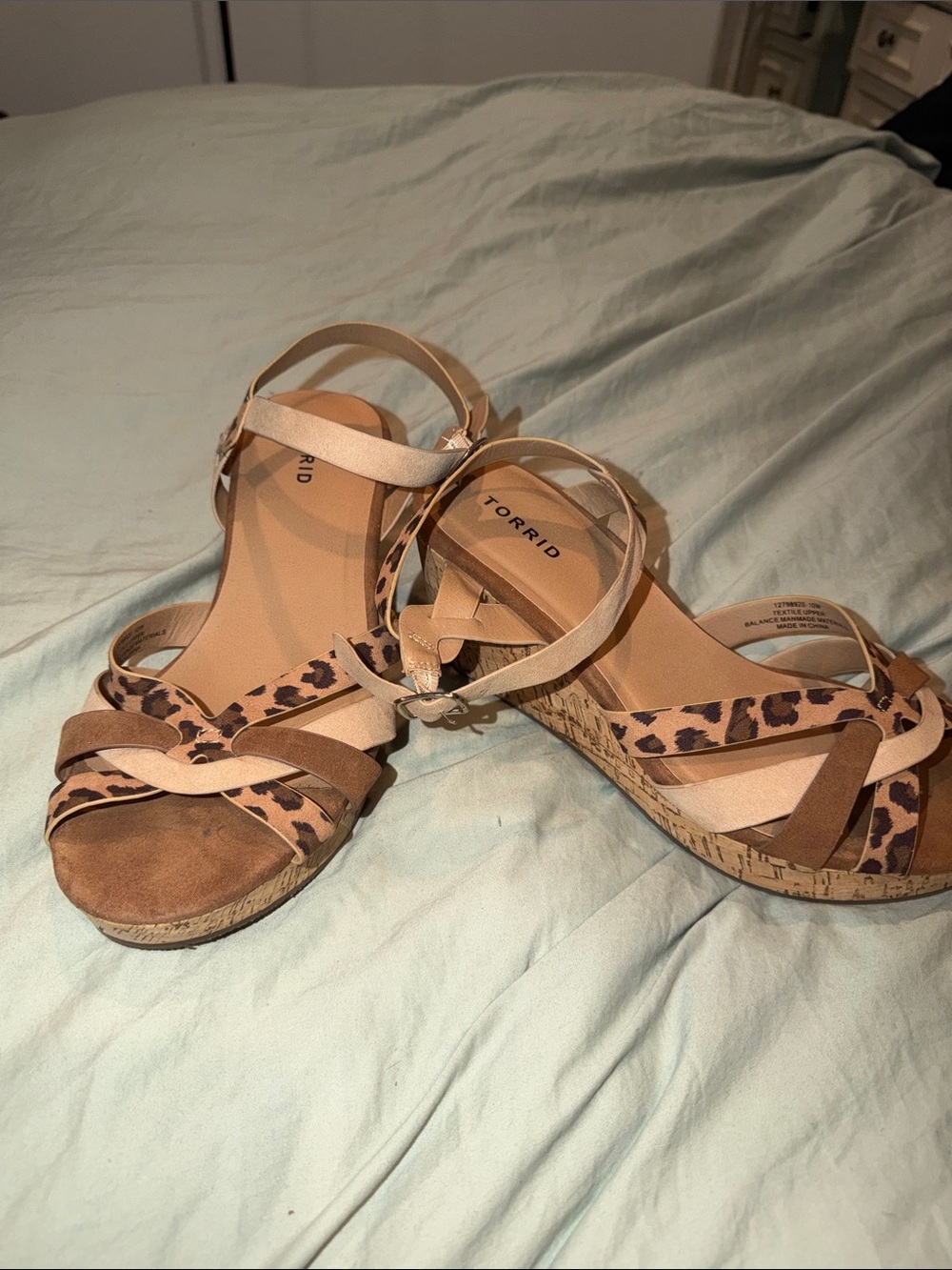 torrid Leopard Print and Tan Cork Wedge Sandals